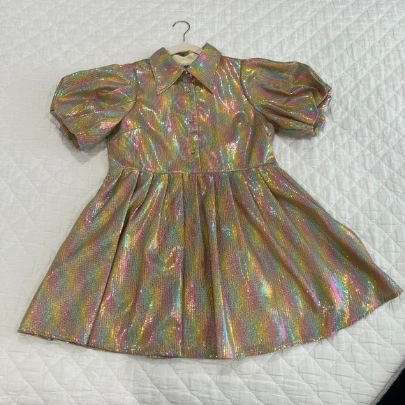 Queen of Sparkles Gold Mini Sequin Collar Dress - Picture 1 of 9